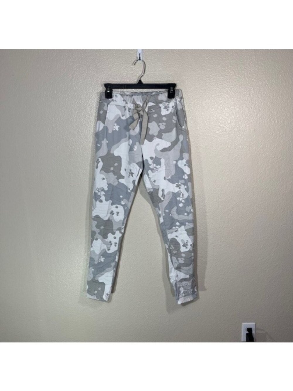 Venti6 Joggers Womens XS Pants Beige Gray Camo Drawstring